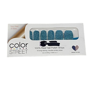 Color Street Blue Lagoon Glitter Nail Polish Strips NWT‎